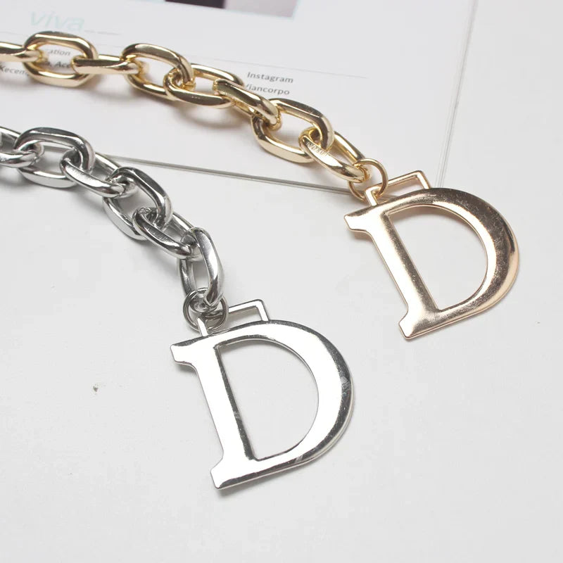 2024 Fashion D Letter Metal Chain Women Thin