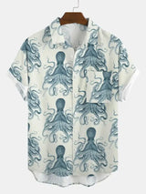 Molilulu Men's Fashion Vintage Clothing Octopus Short Sleeve