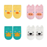 4Pairs/lot Cute Cartoon Non-slip Baby Socks Newborn Toddler