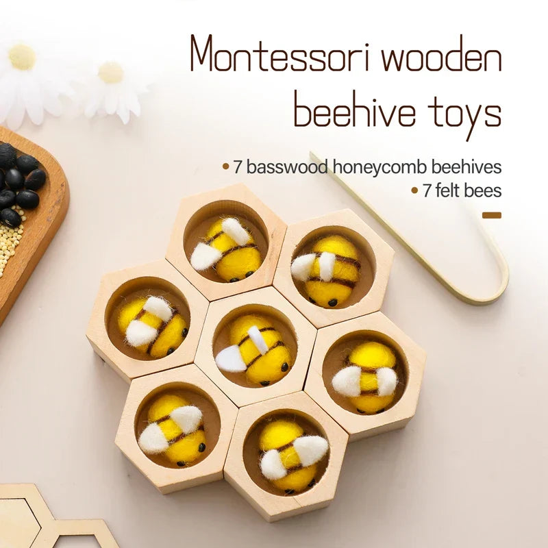 Montessori Honeycomb Wooden Toys Bee Educational Toys Assemble