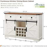 OKD Farmhouse Buffet Cabinet, 54" Coffee Wine Bar