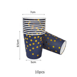 Dark Blue Gold Dot Disposable Tableware Set Paper
