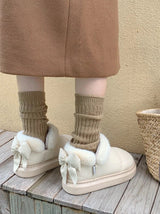Bow Knot Short Ankle Snow Boots Women Winter