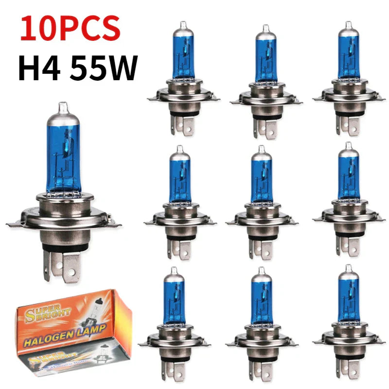 10pcs H4 60/55W 100W Car Halogen Bulb 12V Super Xenon White Headlight Lamp