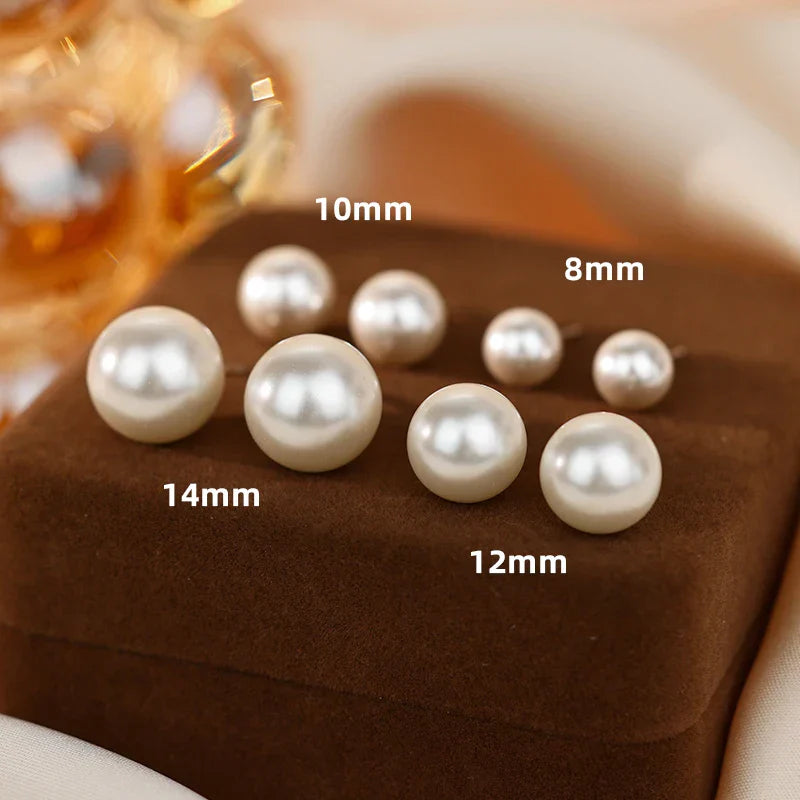 925 sterling silver pearl stud earrings Big pearl