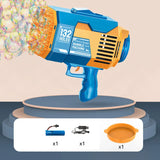Bubble Gun 132 Holes Electric Automatic Soap Rocket Bubbles Machine Kids Portable Outdoor Party Toys Gift Children‘s Day Gifts