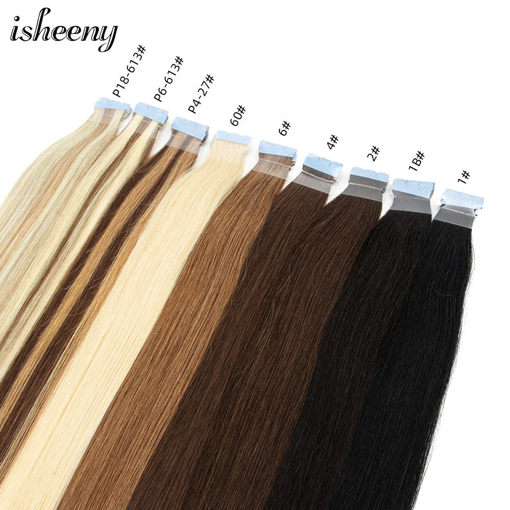 Isheeny Mini Tape Hair Extensions 12"-24" Machine Remy
