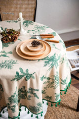 Gerring Cotton Linen Tablecloths Green Printed Table Cloth