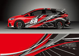 Full Body Racing Graphic Decal Vinyl Wrap Modern Design Red Retro Car Full Wrap Sticker Decorative Car Decal 300*60cm