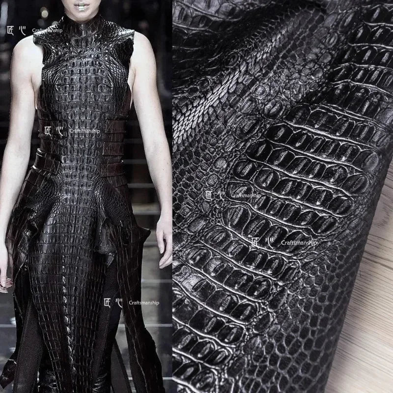 Leather Fabric Black Crocodile Pattern Leather Bag PU