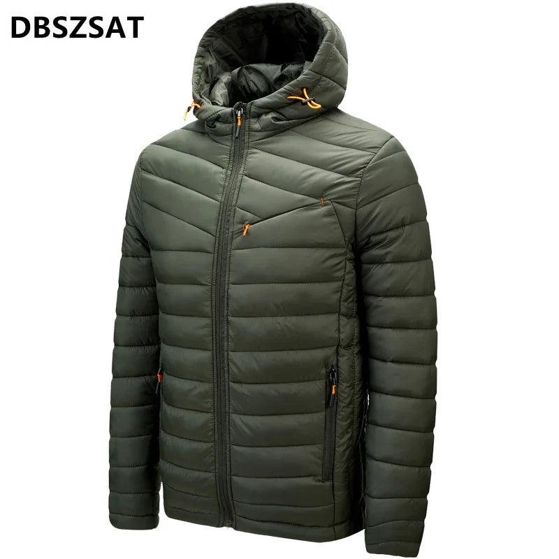 Men's Autumn Jacket Zip Lightweight Windbreaker Hooded Parka