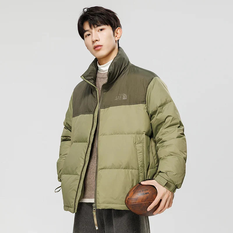 Subzero Winter Men Short Down Jacket Patchwork Stand