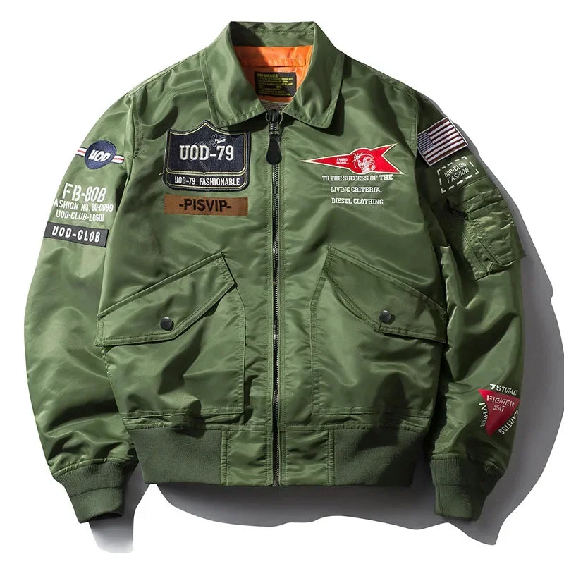 Spring Autumn Aviator Baseball Baseball Jackets Man Military