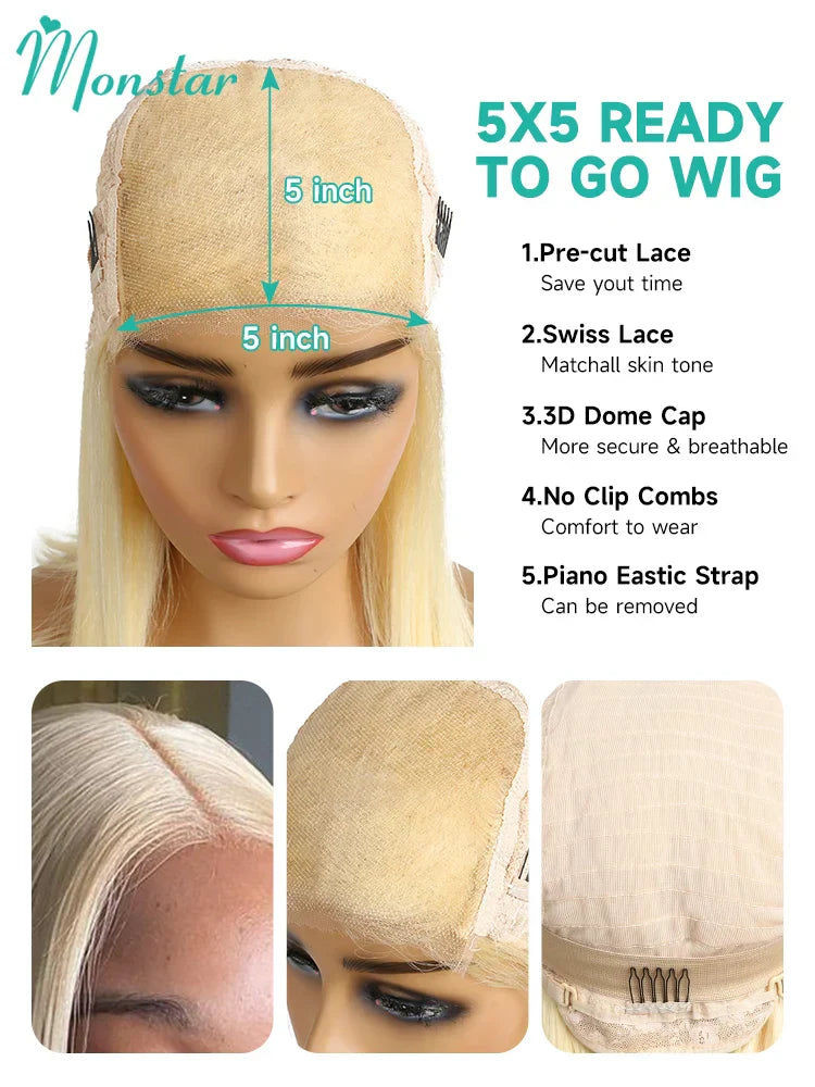 5x5 13x4 13x6 613 Blonde Bob Hair Wig