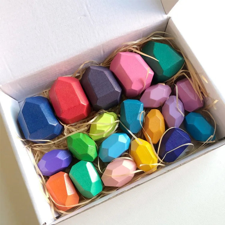 Rainbow Building Block Stacker Stone Shaped Stacking Balancing