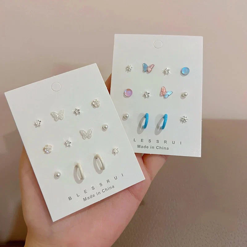 12Pcs 925 Silver Needle Stud Earrings for Women
