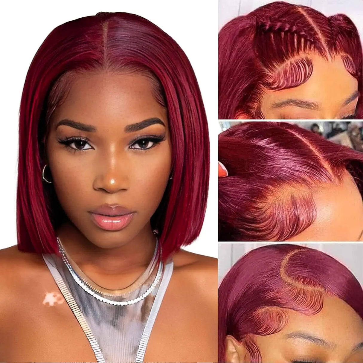 99J Straight Bob Wigs Lace Front Human Hair