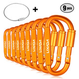 Lixada 9 Pack Aluminum Alloy D-ring Locking Carabiner