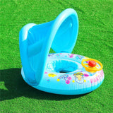 Cartoon Inflatable Baby Swim Ring Seat Floating Sunshade