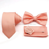 5 Pcs Slim Plaid Tie Set Polyester Pink