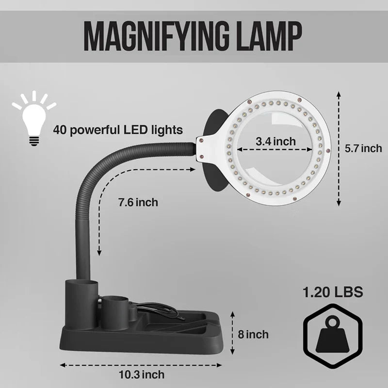 5X 10X Magnifying Glass with 40 LED Light