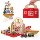Montessori Baby Wooden Block Toys Barn Model Stacking