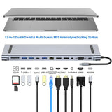 12-in-1 Type-C USB 3.2 Hub VGA Three Screen