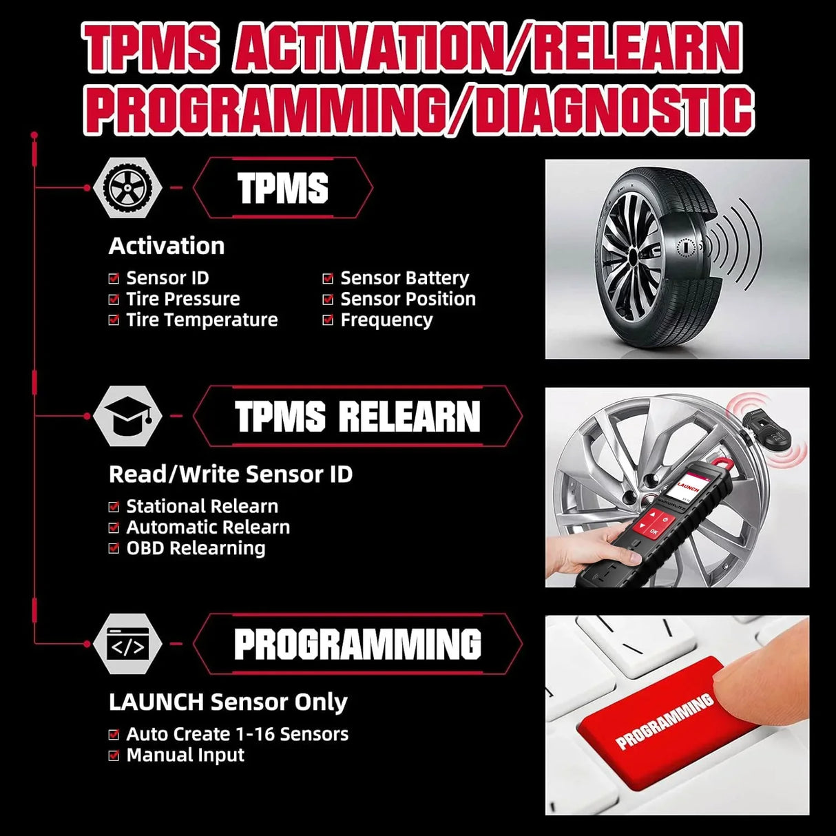 LAUNCH X431 I-TPMS Car Tire Pressure Inspection Tool