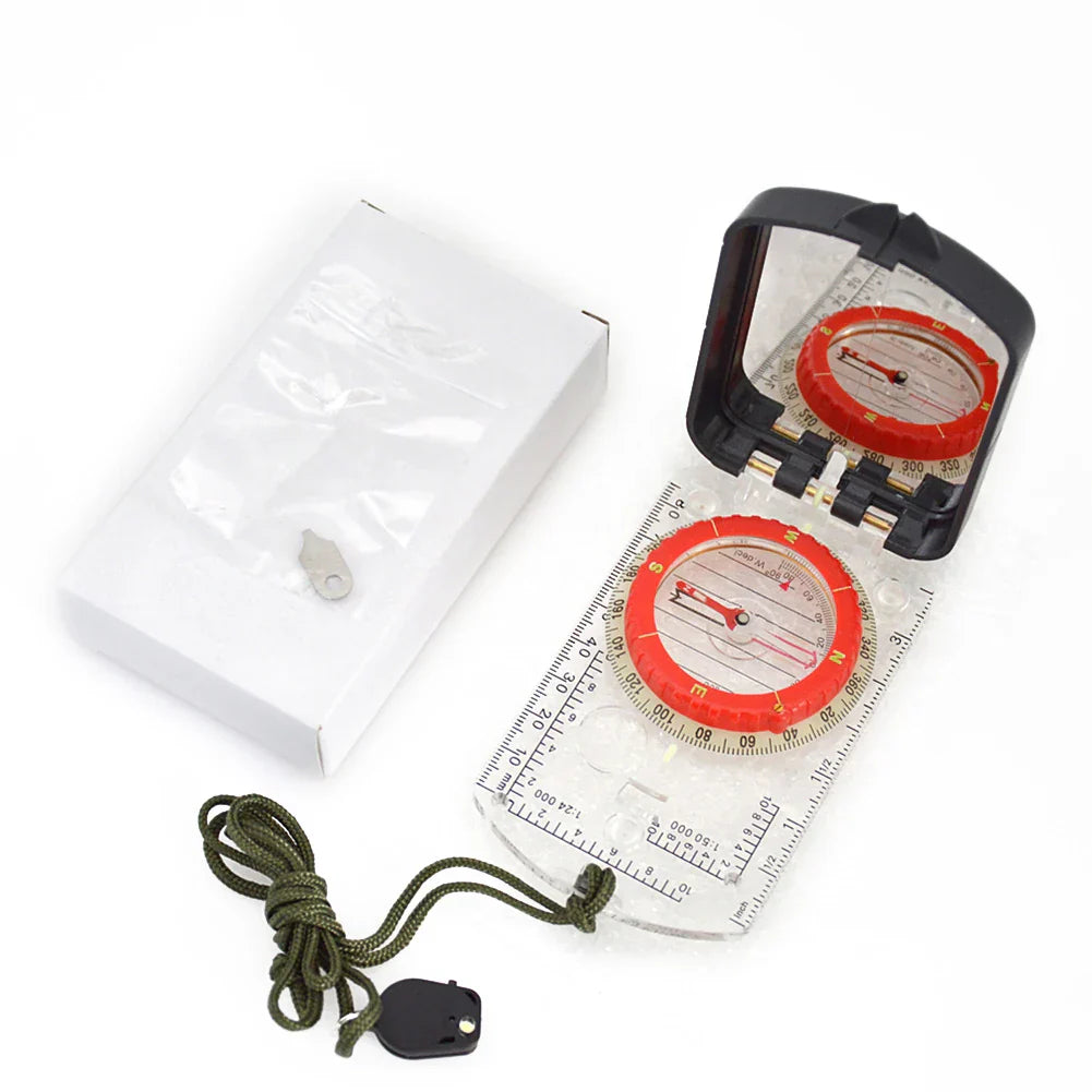Portable Luminous Compass With Mirror Waterproof Multifunctional For