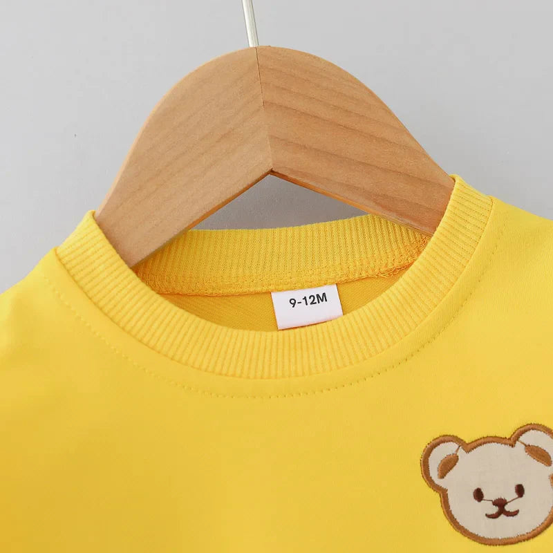 2pcs Baby Spring Fashion Simple Embroidered Bear Head
