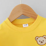 2pcs Baby Spring Fashion Simple Embroidered Bear Head