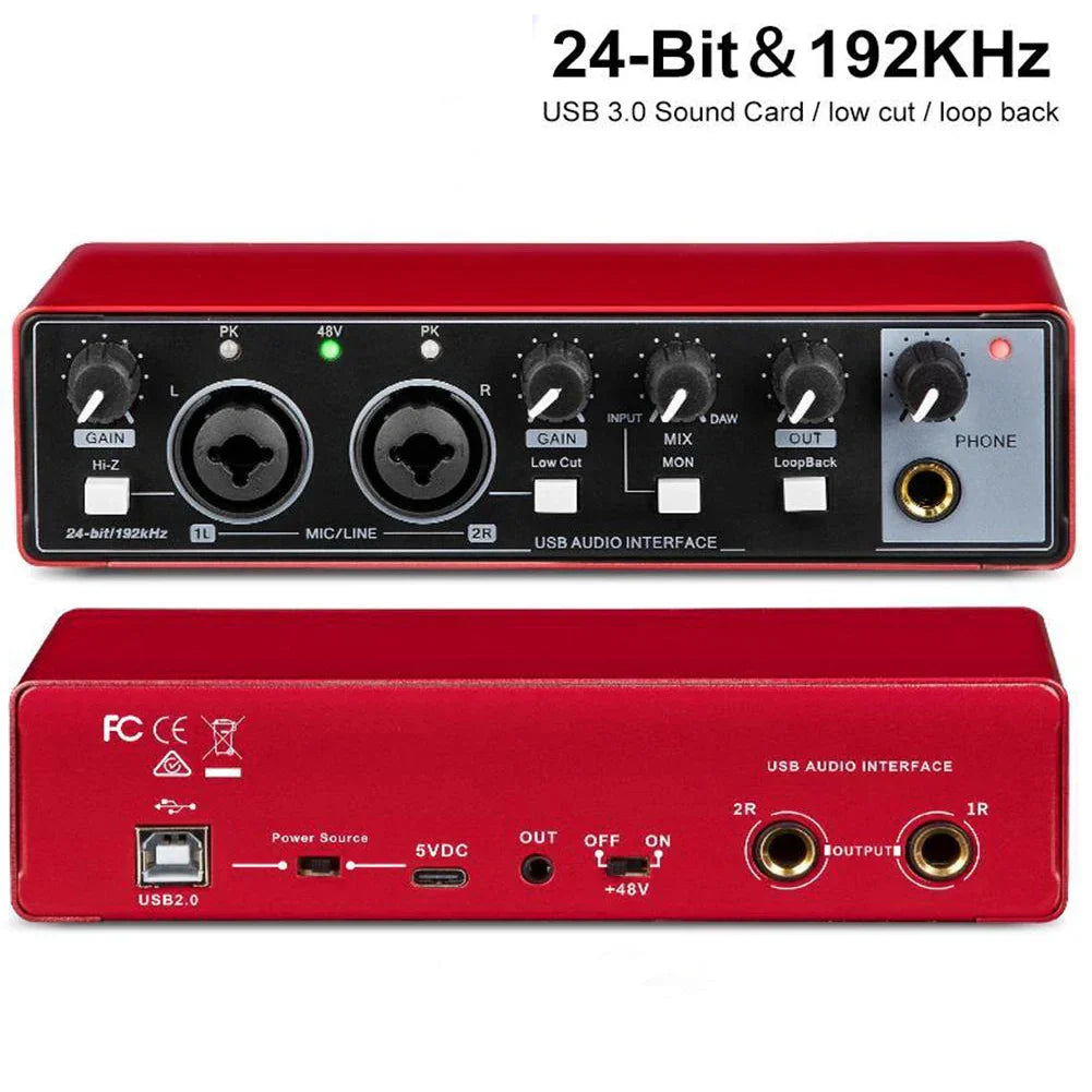 MD22 Recording Sound Card 48V Phantom Power 24-bit/192