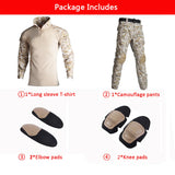 Mens Tactical Suit with Pads Combat Shirtpants Military