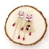 Vintage Fox Mask Earrings for Women Japanese Style