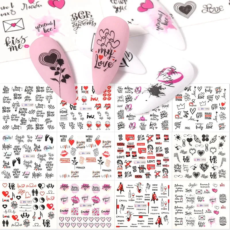 12 Designs Nail Stickers Set Mixed Floral Geometric