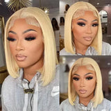 Blonde Bob Wigs Straight Short Human Hair 613