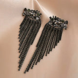 Fashion Statement Earring Long Full Rhinestone Big Earrings