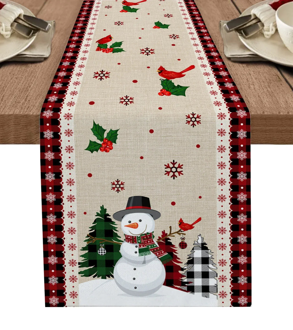 Merry Christmas Tree Ball Linen Table Runners Holiday
