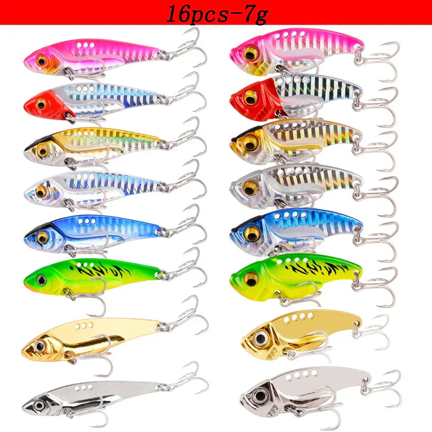 16 Pcs Metal VIB 7g-10g-15g Fishing Lure Set