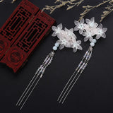 1pair Chinese Hanfu Hair Accessories Red Flower Hairpins