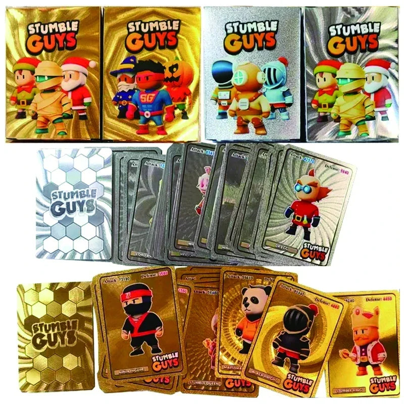 55Pcs/Set Anime Stumble Guys Cards Xmas Gold Silver