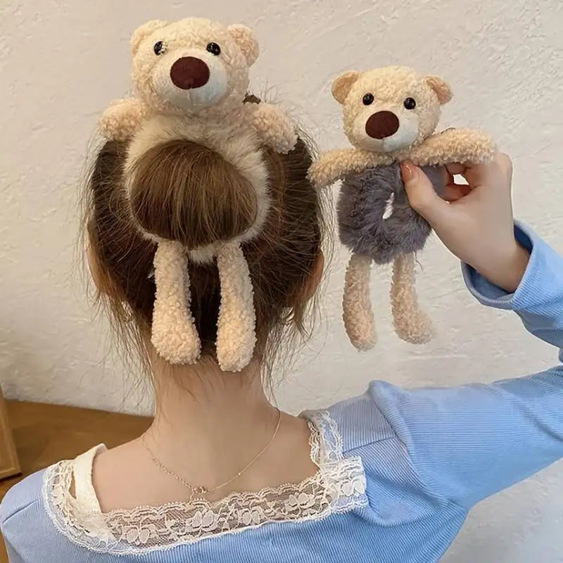 Cute Bear Hair Tie Scrunchies Plush Bracelet Bun