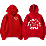 Powerhouse Gym Logo Zip Up Hoodie Harajuku Men's