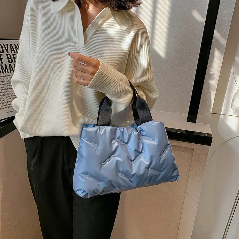 Blue Hobo Pillow Handbag Luxury Women's Shoulder Bag 2022 New Black White Large Capacity Wand Bags Cloud Shape With Short Handle