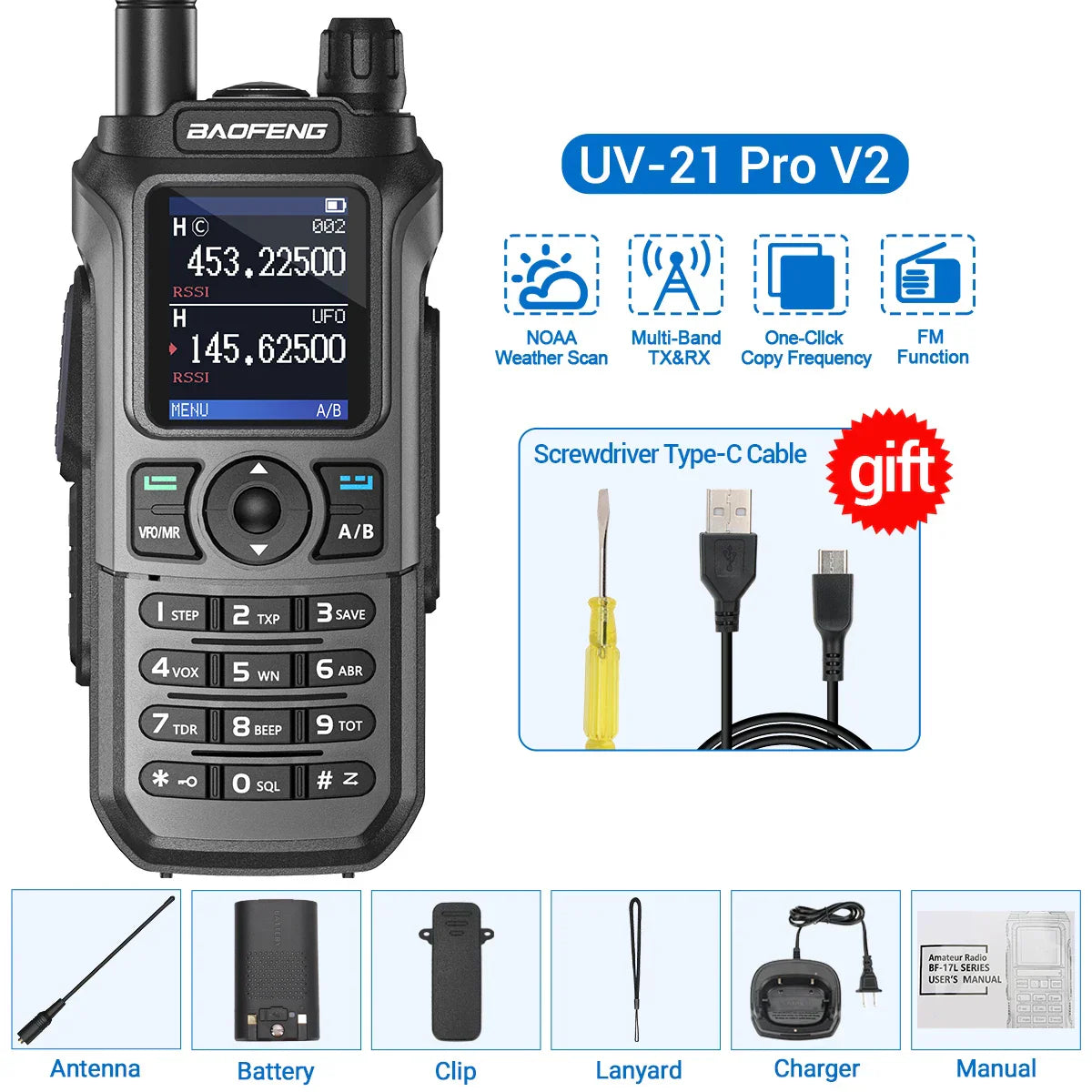 Baofeng UV-21 PRO V2 Walkie Talkie Wireless Copy