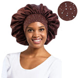 New Women Rhinestone Satin Silky Bonnet Elastic Band