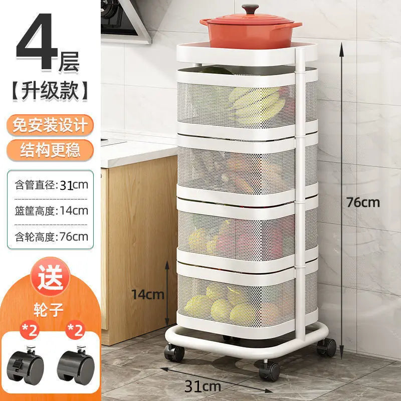 Kitchen 5 Tier Rolling Utility Cart Fruit Storage