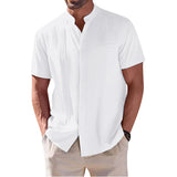 Summer Shirt Men's Short Sleeve Cotton Linen Tshirt