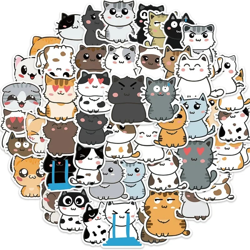 103064PCS Kawaii Winter Yellow Cat Sticky Graffiti Sticker