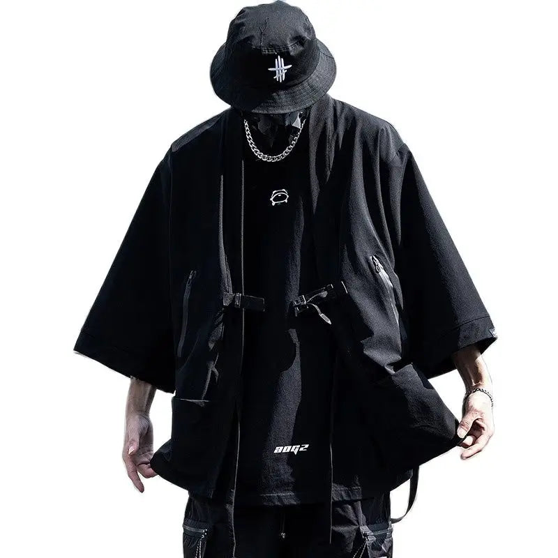 2023 Ribbon Hip Hop Punk Techwear Kimono Oversized